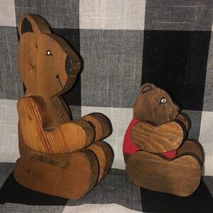 Vintage Wooden posable Bear Figurines